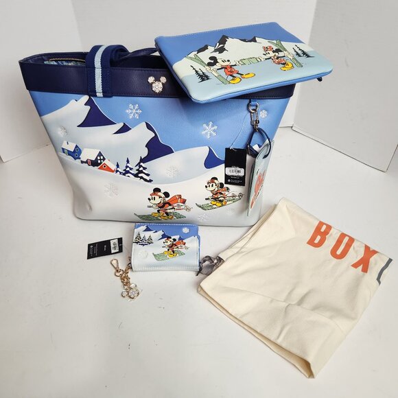 NWT 3 Piece Disney Our Her Universe Ski Tote Bag Wristlet Pouch & Wallet - Picture 1 of 16